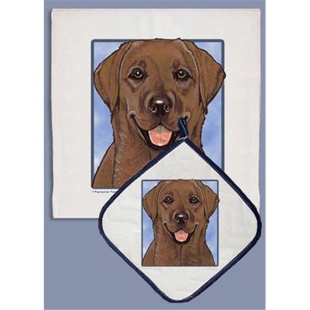 PIPSQUEAK PRODUCTIONS Pipsqueak Productions DP595 Labrador Chocolate Dish Towel And Pot Holder Set DP595